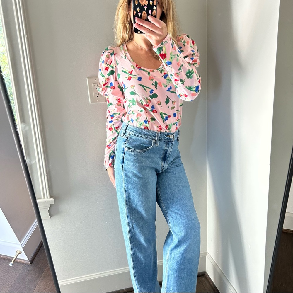 NWOT English Factory Floral Puff Sleeve Top / Long Sleeve Floral T-Shirt /
